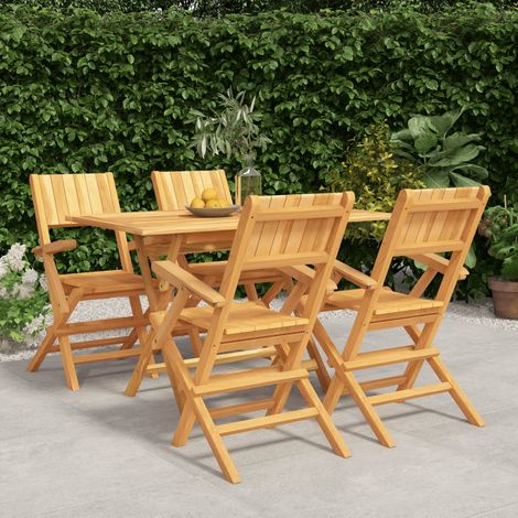 Juego de comedor para jardín 5 piezas madera maciza de teca