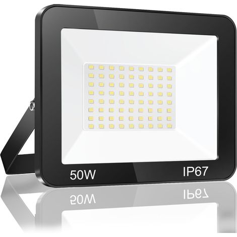 Projecteur LED Exterieur 50W, 5000LM 6500K Blanc Froid Spot LED Extérieur, IP67 Imperméable Luminaire Pour Patio, Terrasse, Jardin, Garage, Usine