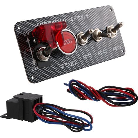 Interrupteur d'allumage 12 V pour voiture, bouton-poussoir de démarrage moteur, panneau de course à 3 positions (1/5)