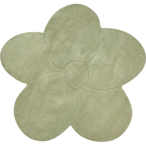 Tapis en Laine 140 x 140 cm Floral Organique Forme Irrégulière Vert Clair Kokkini (1/5)