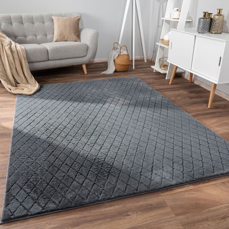 Paco Home Teppich Bubble Wohnzimmer Schlafzimmer Hochflor Fell Geometrisches Design 3D 80x150 cm, Anthrazit 2