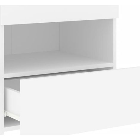 Mesita de noche con luces LED y cajón 50 x 40 x 45 cm madera de ingeniería blanca DEC033170 (1/5)