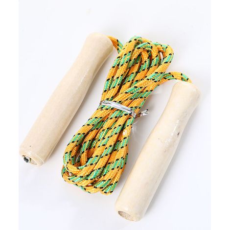 Corda per saltare fitness con impugnatura in legno, lunga 2,5 m — Corda per saltare — Corda per saltare per bambini (Giallo 1 + Blu 1) (1/3)