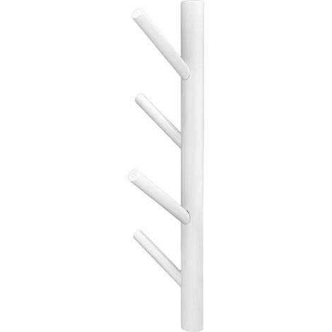Porte-manteau mural avec porte-serviettes et porte-chapeaux en forme de branche, sans perçage, pour le salon (blanc, 4 crochets) (1/5)