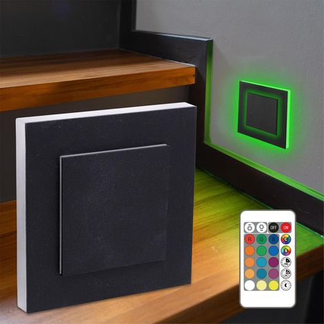 LED Treppenleuchte eckig schwarz - Lichtfarbe: Warmweiß bis Kaltweiß + RGB-Farben - Lichtaustritt: Doppio (1/5)