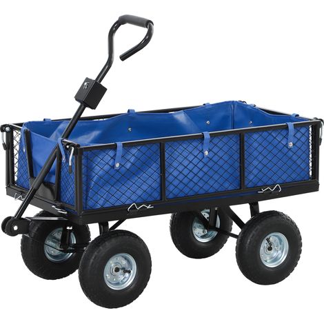 114L Steel Frame Garden Cart Trolley  Blue (1/5)