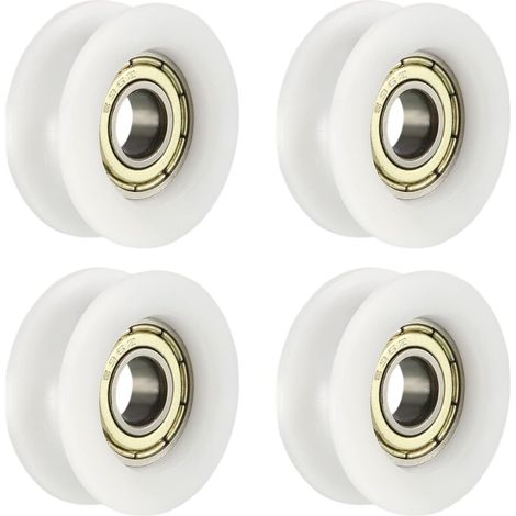 Bearing Pulley 22x8mm U Groove For Door White/Silver 4Pcs (1/5)