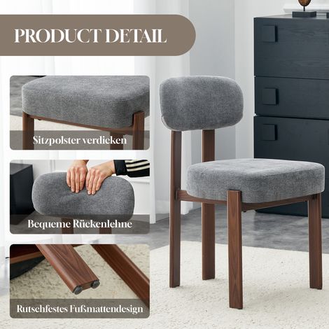 Lot de 2 chaises de salle à manger style vintage en lin rembourré. Dossier courbé épais,design rural élégant pour cuisine et salon. (1/5)