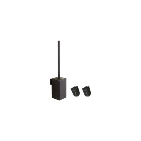 Soporte cuadrado de pared para escobilla de baño en acero inoxidable 304 con 2 cabezales (negro) - Crezuo (1/4)