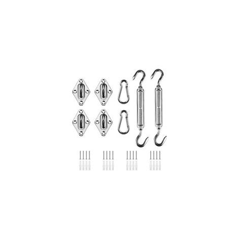Kit de Fixation pour Voile D'ombrage, Acier Inoxydable Soleil Voile D'ombrage Kit de Fixation pour Triangle et Carré, Rectangle, du Soleil Voile D'ombrage Accessoires de Fixation 2 supports muraux