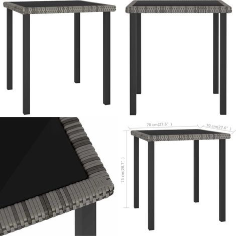 Tavolo da Pranzo da Giardino Grigio 70x70x73 cm in Polyrattan - Tavolo da pranzo esterno - Tavolo in rattan