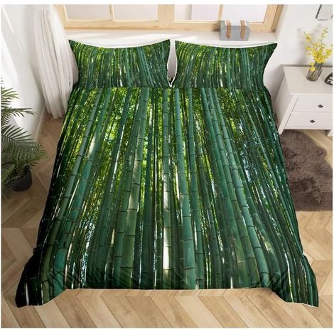 Parure de Lit Imprimé Bambou 240x260cm Feuilles Tropicales Ensembles de Housse de Couette Thème Nature Botanique Vert - ZJV (1/5)
