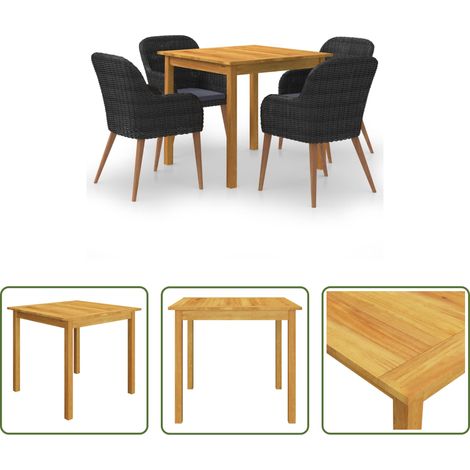 vidaXL Salle à manger extérieure - Ensemble à manger de jardin 5 pcs Noir (1/5)
