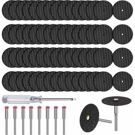 Lot de 60 disques à tronçonner pour Dremel, mini lame de scie circulaire en métal avec 8 mandrins de fixation, accessoires pour outils rotatifs pour couper le métal (1/5)