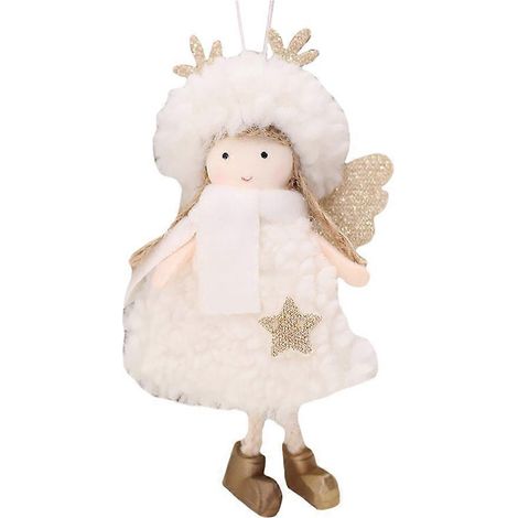 Ornement suspendu en forme d'ange, décoration de sapin de Noël, pendentif décoratif de Noël-13.5X9X3CM-White