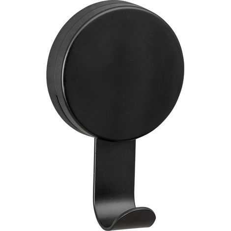 WENKO Gancio da parete Pavia colore Nero Static-Loc Plus. set di 2 ganci da bagno. fissaggio senza trapano. tenuta sicura mediante aderenza statica su superfici lisce ed impermeabili. ciascuno 6 x 10 (1/5)