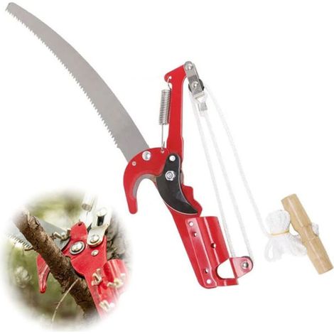 Taille-haies, scie à perche 10 pieds – taille 2 en 1, lame acier tranchante, manche léger et résistant, outil polyvalent pour tailler branches hautes, arbustes et petites branches (1/5)