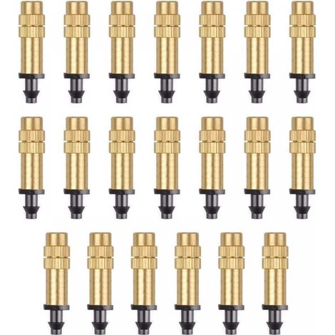 20 Pièces Buse d'Atomisation en Cuivre Réglable Pulvérisateur d'Irrigation Goutte à Goutte 4 / 7mm Atomisation Micro Arroseur Équipement d'Irrigation Refroidissement Jardin Serre Légumes