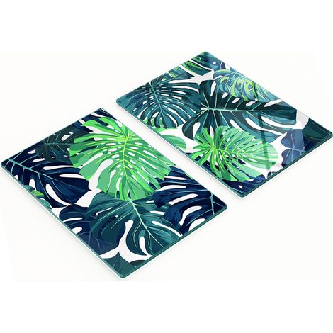 Pannelli decorativi multifunzionali in vetro con motivo foglie tropicali, 2x40x52 cm (1/5)