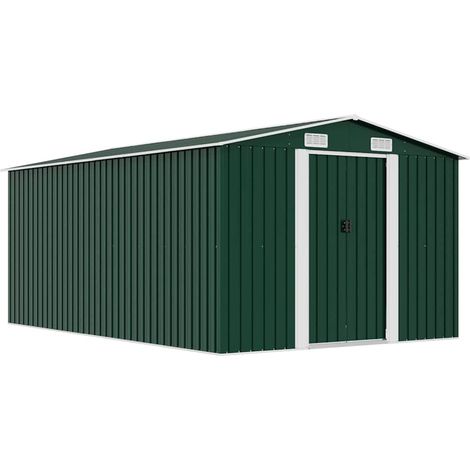 Abri de jardin 257 x 392 x 181 cm, métal vert
