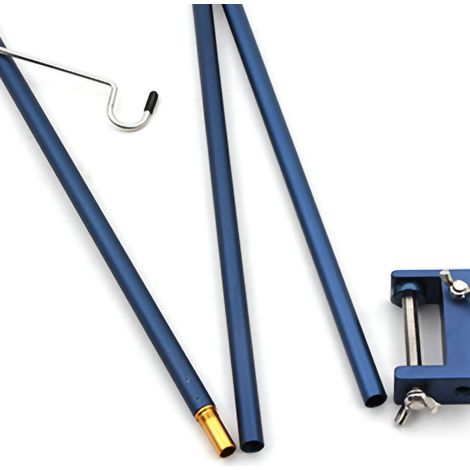 Poteau d'éclairage pliable d'extérieur en alliage d'aluminium, support de lampe de camping avec fixation de bureau, bleu marine (1/5)