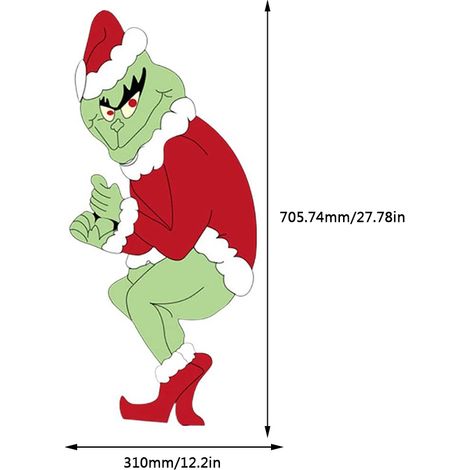 Décoration de Noël Grinch personnalisée pour une fête sur le thème de Noël, idéale pour le jardin, la cour ou la pelouse. Accessoires de décoration pour jardin, cour ou pelouse. (1/5)