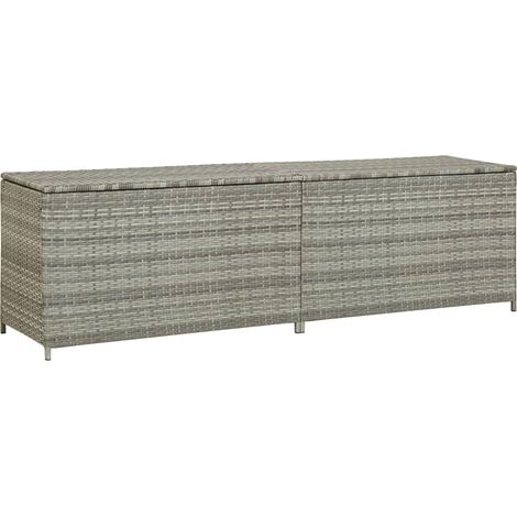 Vidaxl – Coffre de jardin en résine tressée 200x50x60 cm – Résistant aux intempéries – Mécanisme de levage à gaz – Couleur gris