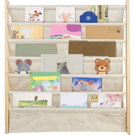 Bibliothèque Étagère à Livres Étagère de Rangement pour Enfants,6 Étages Métal Bibliothèque avec Compartiments de Rangement-75  30  79cm-Couleur Bois (1pc) (1/5)