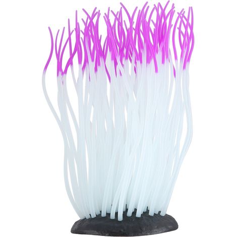 Simulation artificielle en Silicone d'anémone de mer, ornement de corail pour décor d'aquarium de poissons (violet) (1/5)