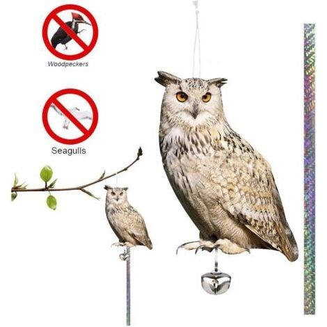 Vogelabwehrgerät aus Acryl, Vogelscheuche mit Reflektorstreifen und Taubenglocke, ideal für Obstgärten und Gärten (in Form von (1/5)