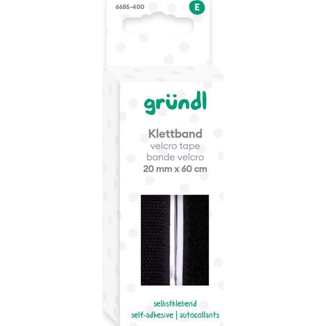Gründl Klettband selbstklebend 60 x 2 cm schwarz
