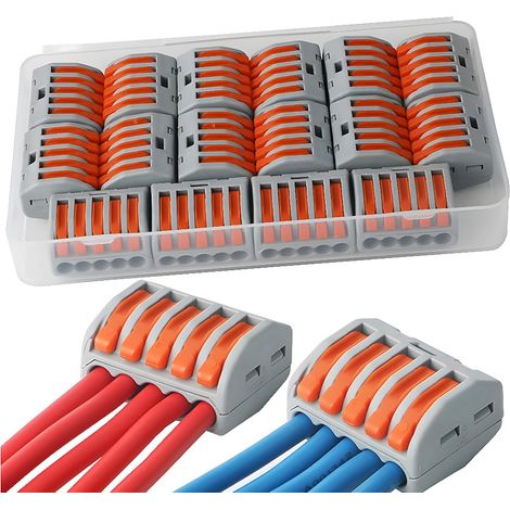 Connecteurs électriques 16 pièces, Bornes de Connexion Automatique, Rapide Connecteur de Fil de Câble, Connecteurs de Fils Compacts, PCT-215 (5 ports) (1/5)