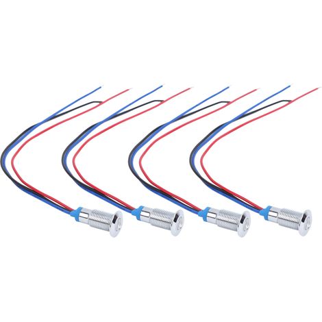 4 jeux de LED rondes précâblées étanches bicolores (rouge et bleue) à anode commune, 8 mm, 36 V (1/5)