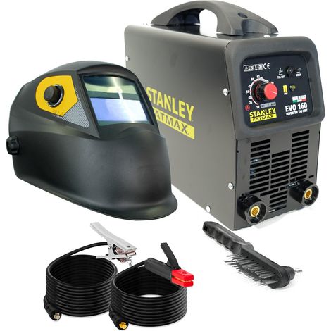 Stanley – Poste à souder MMA 160A – Soudage TIG lift 1.6 à 4 mm – Cagoule automatique Din 9/13 – Électrodes acier inox et fonte (1/5)