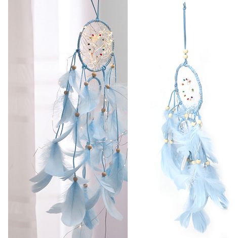 Dekorativer Traumfänger [Traumfänger] Blaue Edition mit Batterie für Wohnzimmer, Schlafzimmer, Hochzeit – 54 cm (1/5)