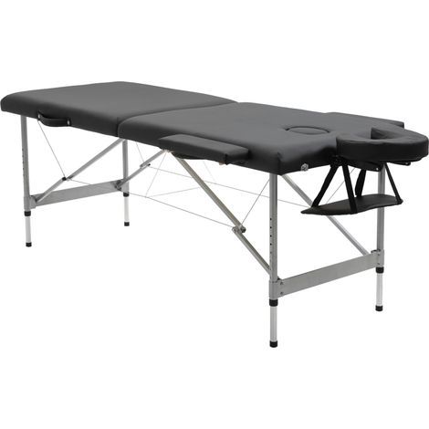 Table de massage pliante professionnelle réglable en hauteur 7 zones, charge max 130 kg, noire (1/5)