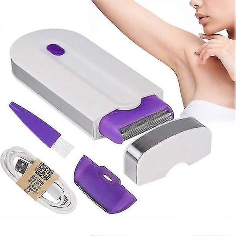 Épilateur électrique 2 en 1, épilation indolore, rasoir, capteur lumineux instantané, rechargeable par USB.-AquaForge
