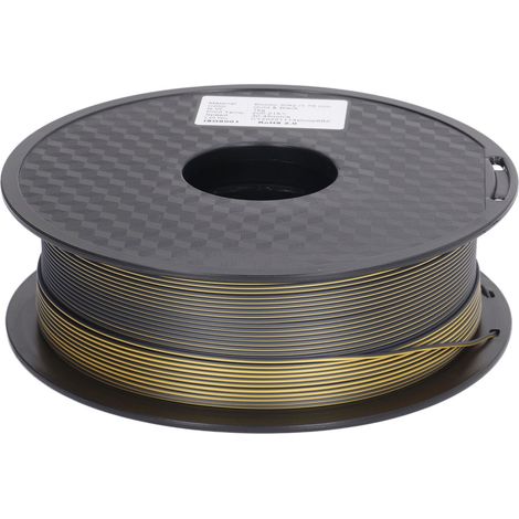 Filament PLA soyeux 1,75 mm, bicolore (or et noir), anti-obstruction, bobine brillante, consommable pour imprimante 3D. (1/5)