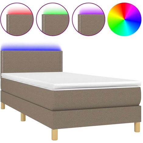 Maison Exclusive - Boxspringbett mit Matratze & LED Taupe 90x200 (1/5)