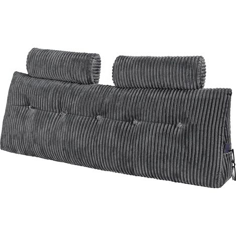 Coussin de Lecture avec 2 Poches latérales et 2 appuis-tête, Coussin tête de lit, Oreiller en Flanelle Lavable, Soutien Dorsal pour Lire, Jouer, se Reposer et Travailler, Gris (1/5)