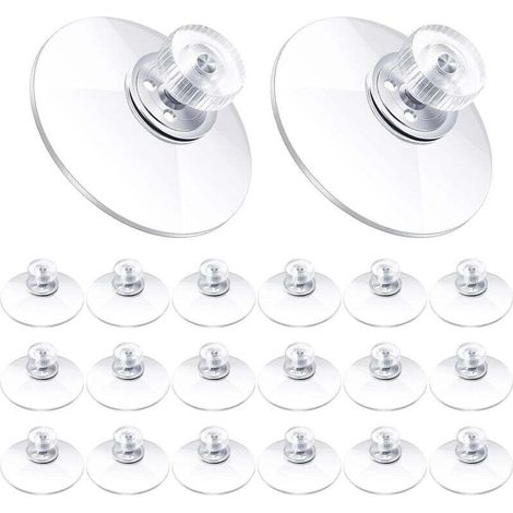 Ventouses en Plastique 40 mm Ventouse en PVC Transparent Support d'Aspiration Adhésif Puissant avec Écrou à Vis pour Tissu d'Ombre de Voiture Porte Verre Fenêtre Salle de Bain (20 Pièces) (1/4)