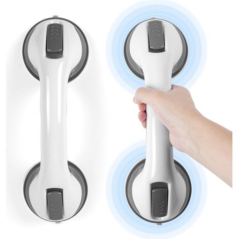 Poignée de Douche à Ventouse, 2Pcs Barre d'Appui à Ventouse, Sans Perçage, Poignee Securite Salle de Bain Antidérapante, Poignée Ventouse Salle de Bain, Pour Personnes Âgées, Handicapés, Enfants (1/5)