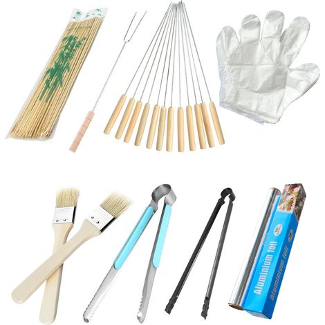 Ensemble de 8 ustensiles de barbecue en acier inoxydable, comprenant des outils portables.Ensemble d'outils pour barbecue en extérieur/camping/jardin (1/4)