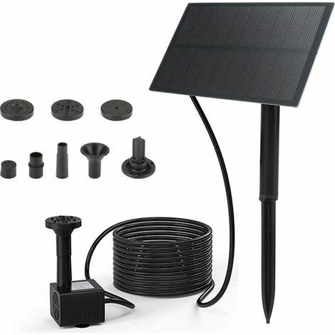 Mini-Solar-Springbrunnenpumpe, 1,5 W, 160 l/h, solarbetriebenes Tauchpumpen-Set mit 4 verschiedenen Sprühgeräten für Garten, kleinen Teich, Schwimmbad, Vogelbad, Lilaris (1/5)