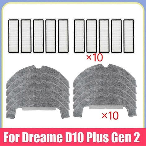 HEPA Filtre+Serpillière Cloth Kit pour D10 Plus Gen 2 RLD32GD 10PCS HEPA Filtre+Serpillière Replace Accessoires (1/5)