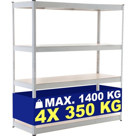 Étagère de stockage métal blanc 180 x 160 x 60 cm rayonnage charge lourde étagères réglables structure galvanisée 100009054