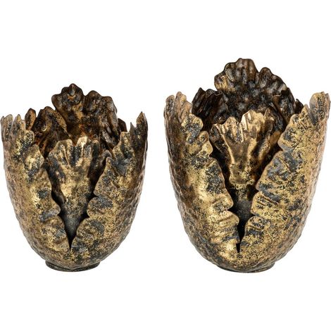Lot de 2 Photophores Tulipes "Vidal" 17cm Bronze (1/3)