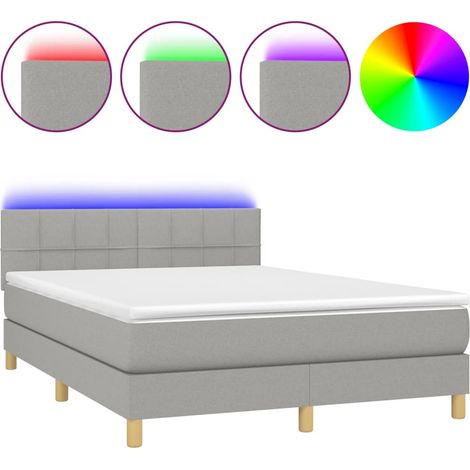 Maison Exclusive - Sommier à lattes de lit et matelas et LED Gris clair 140x190 cm (1/5)