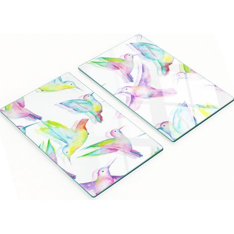 Tableros de vidrio decorativos multifuncionales con estampado de colibr铆, 2x30x52 cm.