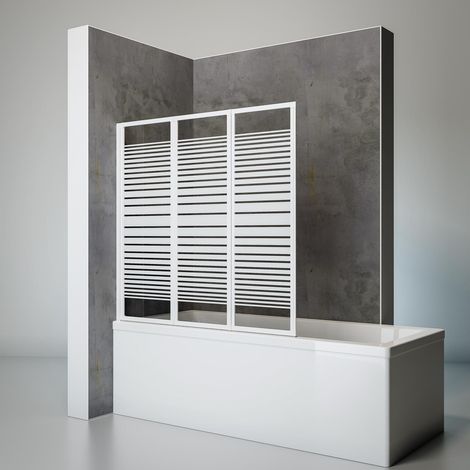 Schulte Duschwand Smart 127x120 cm - 3-teilig faltbar, inkl. Klebe-Montage, 3 mm Sicherheitsglas Querstreifen Dekor, Profil Alu Natur